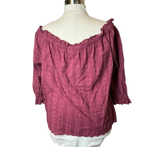 Lane Bryant Off-The-Shoulder Eyelet Ruffle Top Pink Rose Plus Sz 26/28 Coquette - Picture 6 of 12